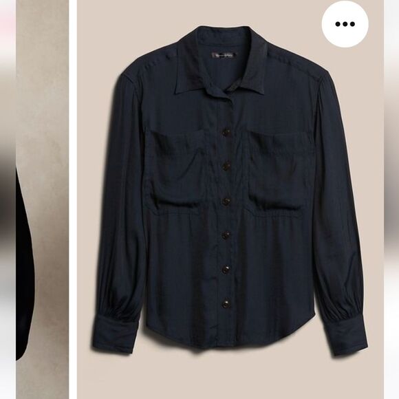 NWT Banana Republic Balloon-Sleeve button down Shirt navy blue - Picture 3 of 8